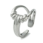 304 Stainless Steel Open Cuff Ring, Hollow Twist Teardrop