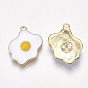 Alloy Pendants, with Enamel, Fried Egg/Poached Egg, Light Gold
