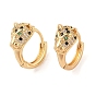 Женские серьги-кольца из латуни с микропаве и кубическим цирконием, леопард головы