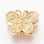 Brass Beads, Nickel Free, Real 18K Gold Plated, Butterfly