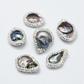 Perlas barrocas naturales perlas cultivadas de agua dulce, con diamantes de imitación de arcilla polimérica, pepitas