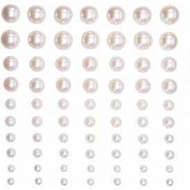 Gorgecraft ABS Plastic Imitation Pearl Cabochons, Self-adhesive, Half Round