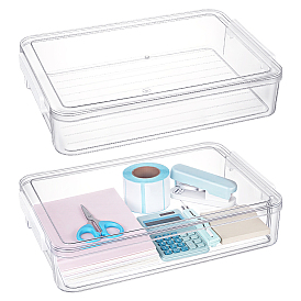 2Pcs Plastic File Storage Box, Rectangle