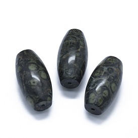 Kambaba naturel jaspe deux demi-trous percés perles, ovale
