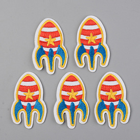 Computerized Embroidery Cloth Iron on/Sew on Patches, Appliques, Costume Accessories, Rocket