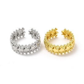 Rack Plating Brass Star Wrap Cuff Rings for Women, Long-Lasting Plated, Cadmium Free & Lead Free