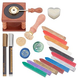 CRASPIRE Sealing Wax Sticks, without Wicks, with Brass Wax Seal Stamps, for Wax Seal Stamp