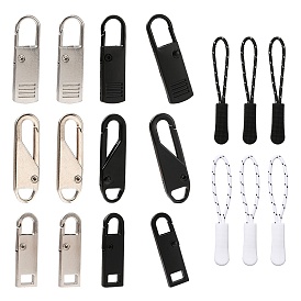 6Pcs Plastic Zipper Puller and 12Pcs Alloy Replacement pull-tab Accessories, for Luggage Suitcase Backpack Jacket Bags Coat