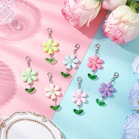 Подвеска из акрила и стеклянных бусин в виде подсолнуха, с цинковым сплавом застежками омаров коготь