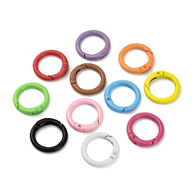 Spray Painted Alloy Spring Ring Clasps, Round Ring