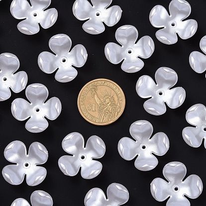 4-Petal ABS Plastic Imitation Pearl Bead Caps, Flower, 24x24x11mm, Hole: 2mm, about 200pcs/bag