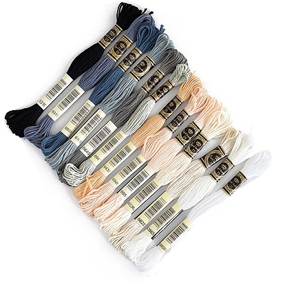 13 Skeins 13 Colors 6-Ply Cotton Embroidery Floss, Cross Stitch Threads
