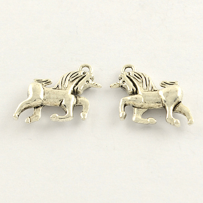 Tibetan Style Zinc Alloy Running Horse Pendants, Cadmium Free & Lead Free, 18x21x4mm, Hole: 2mm, about 410pcs/1000g