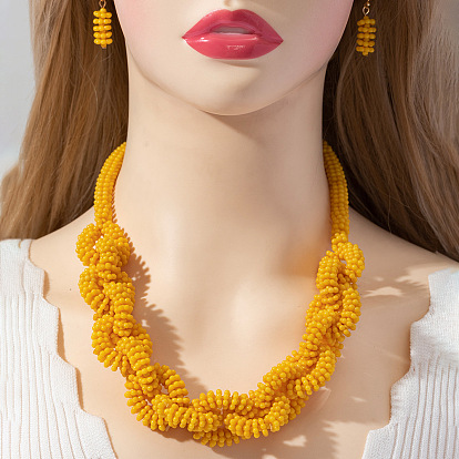 Комплекты из серег и ожерелий из бисера в богемном стиле, комплекты ювелирных изделий из сплава для женщин