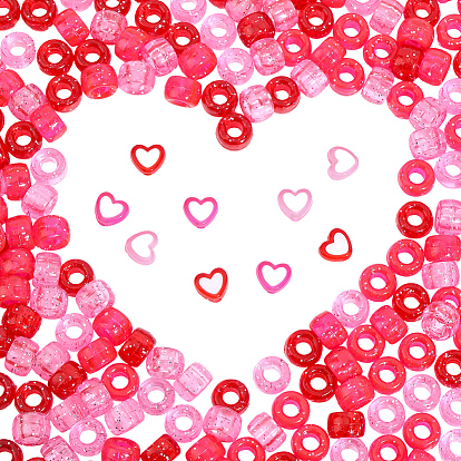 960 шт 6 стили прозрачные акриловые бусины, сердце и бочка