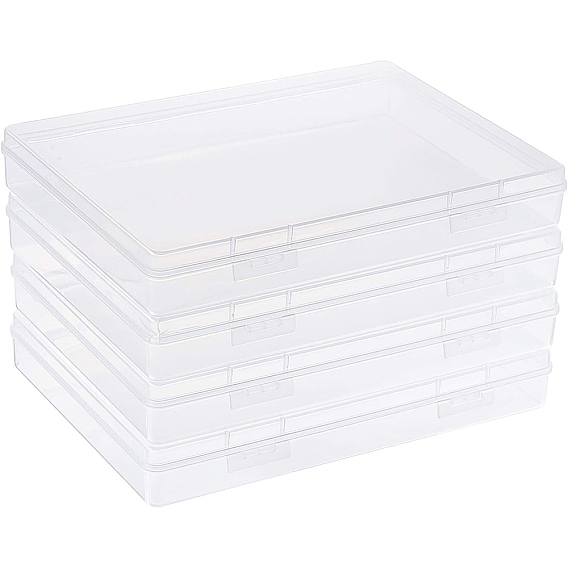 Transparent Plastic Bead Containers, with Hinged Lids, for Beads and More, Rectangle