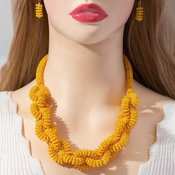 Комплекты из серег и ожерелий из бисера в богемном стиле, комплекты ювелирных изделий из сплава для женщин