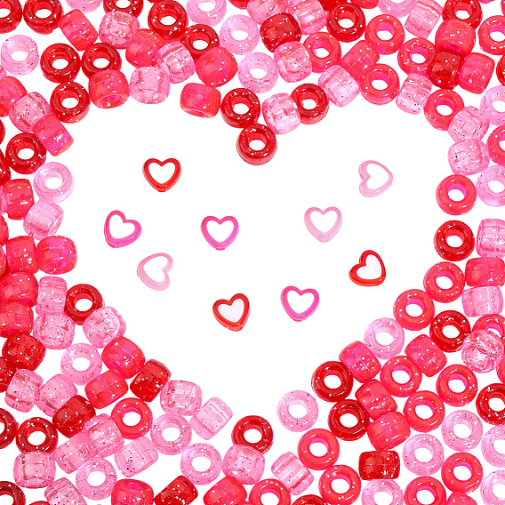 960 шт 6 стили прозрачные акриловые бусины, сердце и бочка