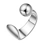 SHEGRACE Adjustable 925 Sterling Silver Cuff Rings, Open Rings, Round Ball