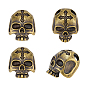 4pcs perles européennes en laiton, Perles avec un grand trou   , crâne avec croix