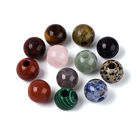 Природных драгоценных камней Европейский бисером, гладкий круглый, бусины с большим отверстием