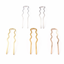 Rack Plating Brass Hair Forks, Twist U Shape Updo Hair Pins Clips, Hair Styling Accessories