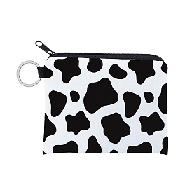 Pochettes en polyester de style dessin animé à motif imprimé vache, porte-monnaie avec fermeture éclair et porte-clés, pour femme, rectangle