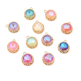 K 9 стеклянные подвески, с фурнитурой из светло-золотой латуни, плоские круглые прелести