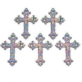 Rainbow Color Alloy Big Pendants, Cadmium Free & Nickel Free & Lead Free, Cross