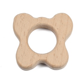 Natural Beech Wooden Baby Teething Toys, Teething Rings for Newborn Toddler Infant, Butterfly