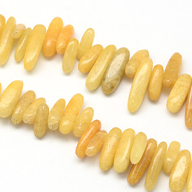 Natural Topaz Jade Stone Bead Strands, Chip, about 13~22mm long, 6~9mm wide, 4~9mm thick, Hole: 1mm, about 60pcs/strand, 15.7 inch