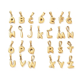 316L Surgical Stainless Steel Charms, Letter Charm, Golden