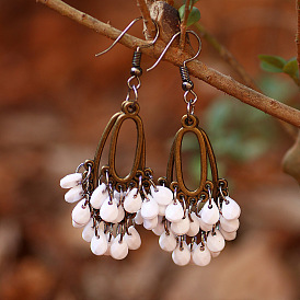 Богемные серьги-люстры из сплава, cmолой, слеза