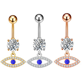 304 Кольца для пупка из нержавеющей стали с микропаве из прозрачного кубического циркония, розовое золото 