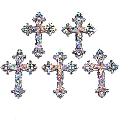 Rainbow Color Alloy Big Pendants, Cadmium Free & Nickel Free & Lead Free, Cross