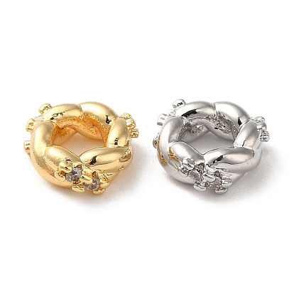 Латунные микро проложить кубического циркония бусы, без кадмия, без никеля и без свинца, твист кольцо