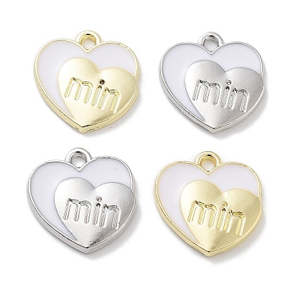 Стойки обшивки сплава эмали подвески, без свинца, без кадмии и без никеля, двойное сердце со словом min шарм