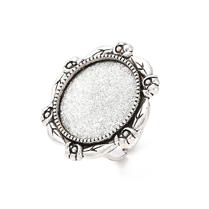 Регулируемая железа компоненты цветок палец кольцо сплава настройки лицевой панели кабошон, без кадмия и без свинца, 17x5 мм, плоские круглые лоток: 20 мм