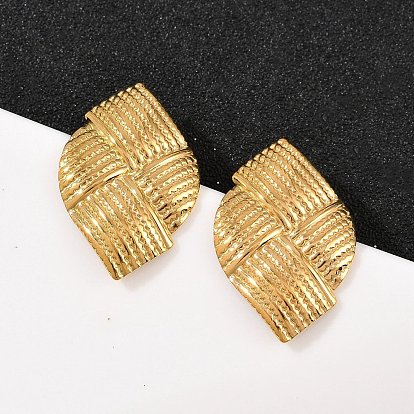 304 плетеные серьги-гвоздики из нержавеющей стали, ионное покрытие (ip)