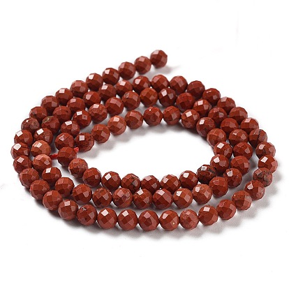 Natural Red Jasper Beads Strands, Faceted, Round