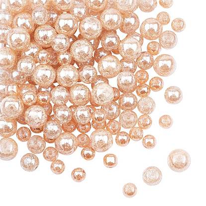 Electroplate Crackle Glass Beads Strands, Round
