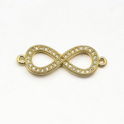 Cz латунь микро проложить aaa кубический zirconia бесконечность ссылки, без свинца, без никеля и без кадмия, 8x24x2 мм, отверстие : 1 мм