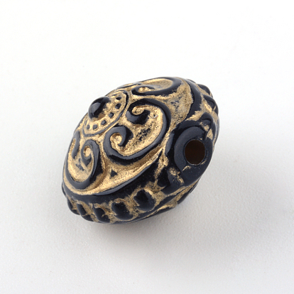 Flat Round Plating Acrylic Beads, Golden Metal Enlaced, 14.5x12mm, Hole: 1mm, about 420pcs/500g