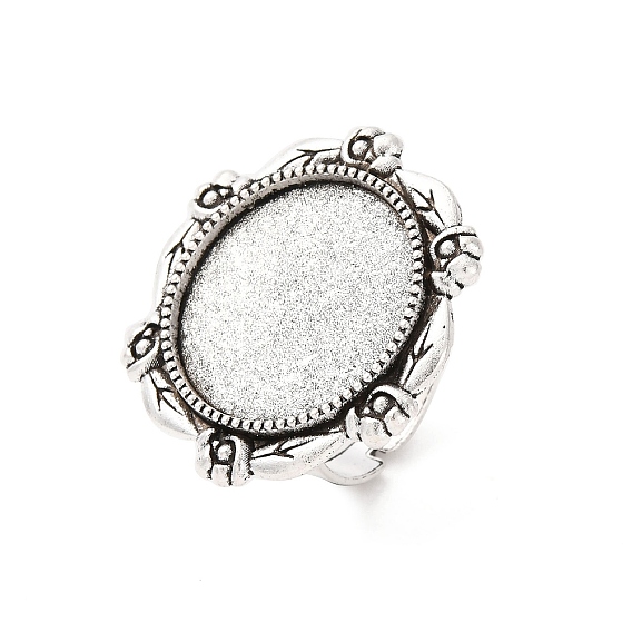 Регулируемая железа компоненты цветок палец кольцо сплава настройки лицевой панели кабошон, без кадмия и без свинца, 17x5 мм, плоские круглые лоток: 20 мм