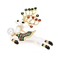 Alloy Reindeer Brooch with Plastic Pearl for Christmas, Colorful Rhinestone Badge for Backpack Clothes