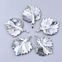 Shell Big Pendants, with Brass Findings, Leaf, Platinum