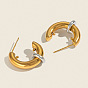 304 Stainless Steel Stud Earrings for Women, Round, Half Hoop Earrings