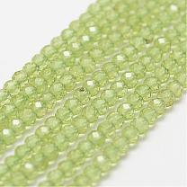 Natural Peridot Bead Strands, Faceted, Round