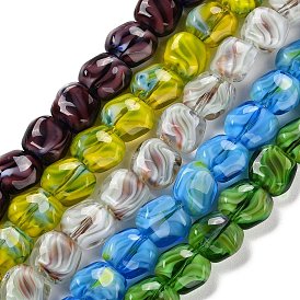 Handmade Milleflori Glass Beads Strands, Square