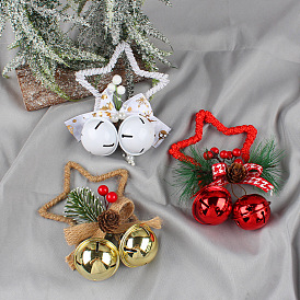 Hong Kong love Christmas pentagram bell accessories pendant diy Christmas tree ornament bow bell window props